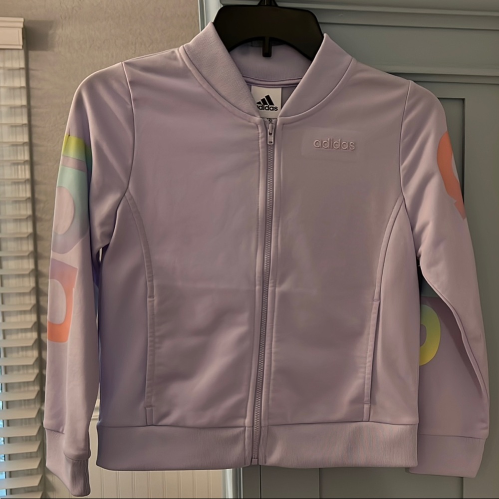 adidas Purple Bomber Jacket with Lightweight Design and High Collar